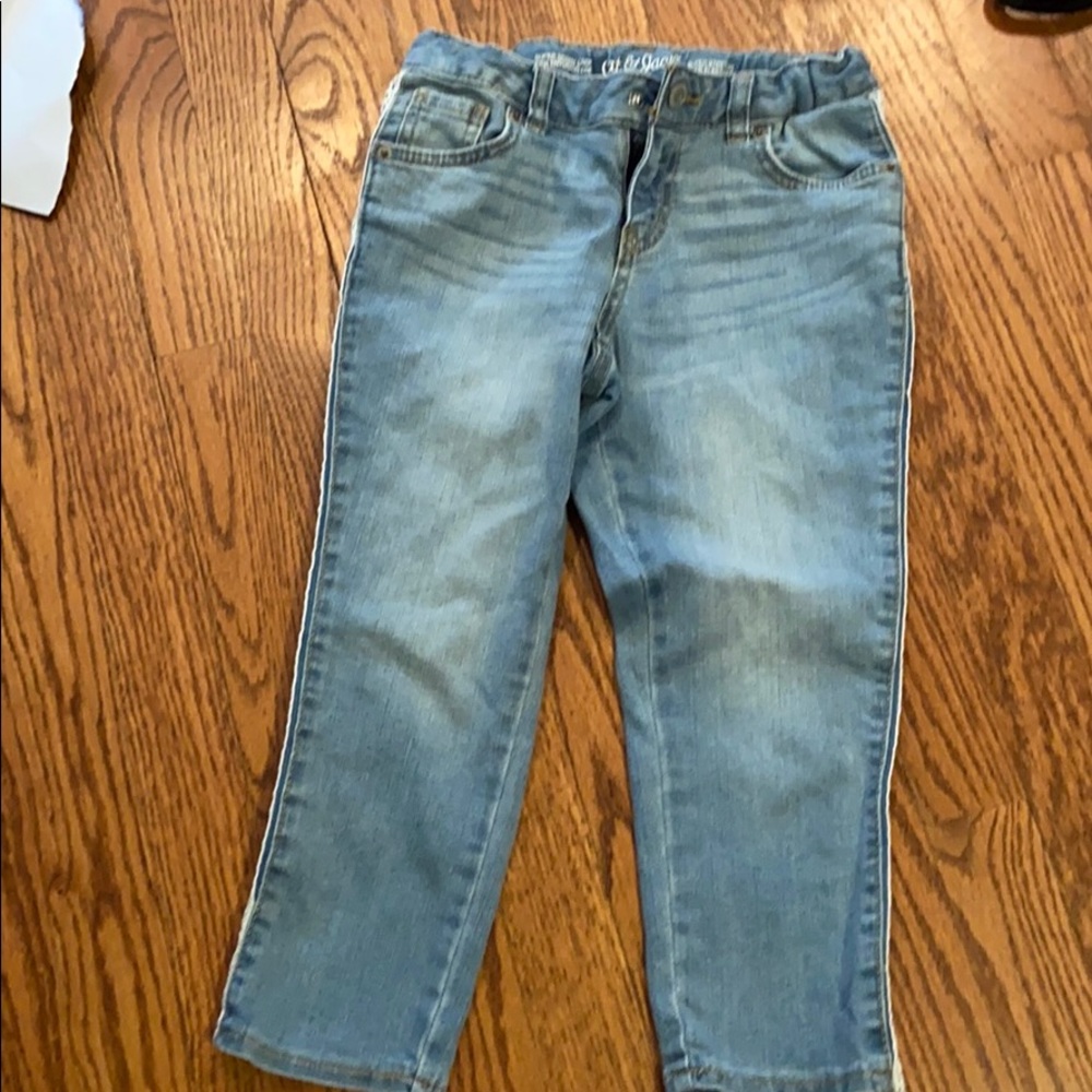 Girls super skinny crop lace jeans